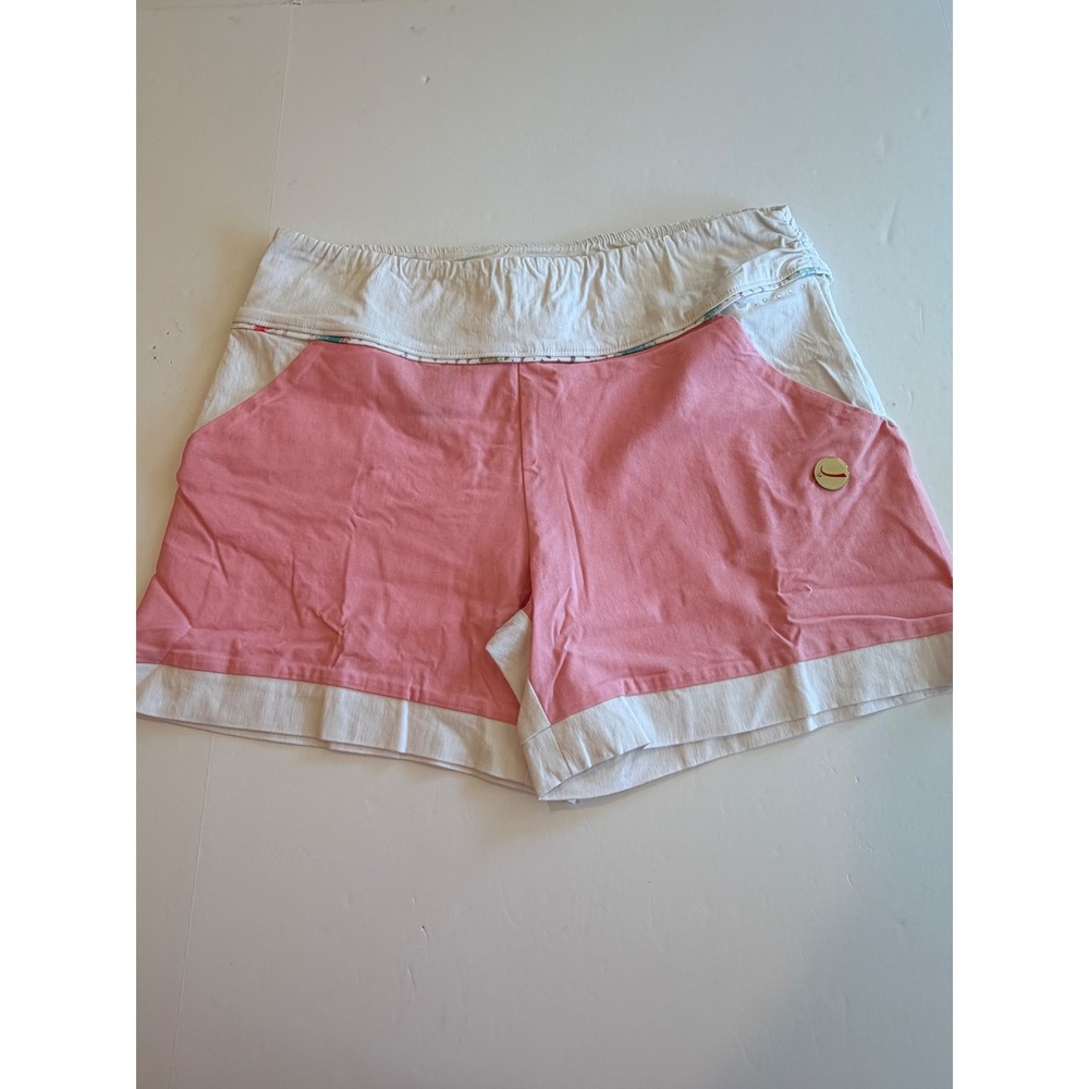 SwingDish Pink White Colorblock Golf Shorts Women XL NWT‎ Performance Activewear